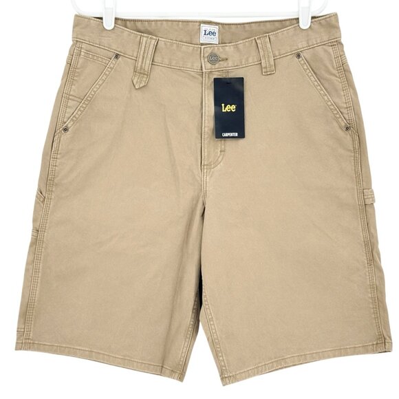 Lee Workwear Men's Carpenter Dark Khaki Shorts Sz 33 Heavy Duty Pockets Tool NWT - Picture 1 of 13